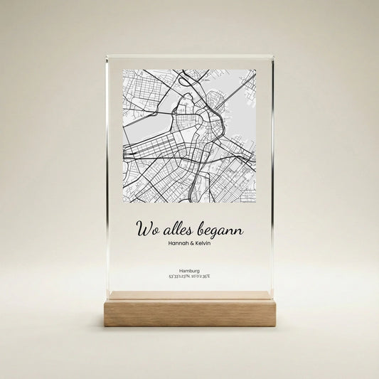 Personalisierte Stadtkarte als Aufsteller - "Wo alles begann" - Momeries